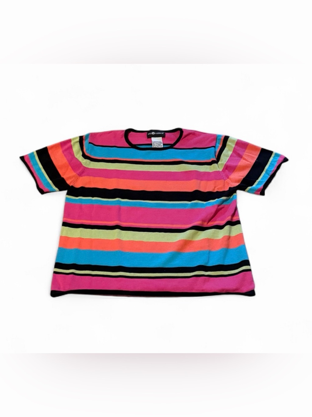 Sag Harbor Striped Tee in Pink, Blue, Orange, Black, Lime